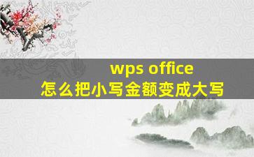 wps office 怎么把小写金额变成大写